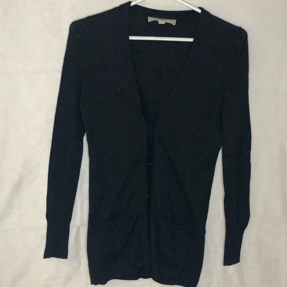 Loft Petites Gray Button Cardigan Wool Cotton XSP